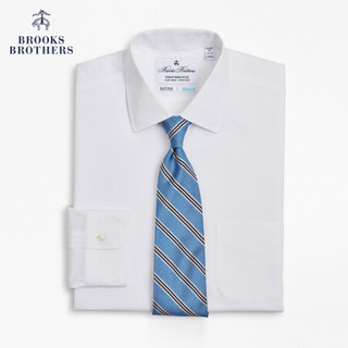 Brooks Brothers/布克兄弟男士斜纹免烫长袖正装衬衫商务通勤 1001-白色 15/H/3