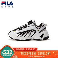 FILA KIDS 斐乐儿童中大童儿童复古跑鞋休闲2020年秋季冬季新款 日岩灰/银色-GY-男 34码/内长21.5cm