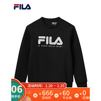 FILA 斐乐官方男子套头卫衣 2021春季新款休闲时尚LOGO卫衣男 正黑色-BK 170/92A/M