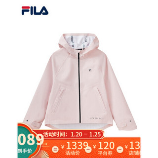 FILA 斐乐官方 女子外套2021春季新款简约运动休闲连帽梭织上衣女 沙皮粉-LP 165/84A/M