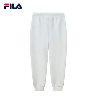 FILA 斐乐官方女士针织长裤2021春季新款束脚休闲潮流拉链运动裤 本白色-WT 175/74A/XL
