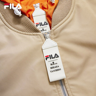 FILA x MIHARA斐乐官方男子连帽外套撞色休闲时尚梭织长袖上衣男 核桃木-DK 180/100A/XL