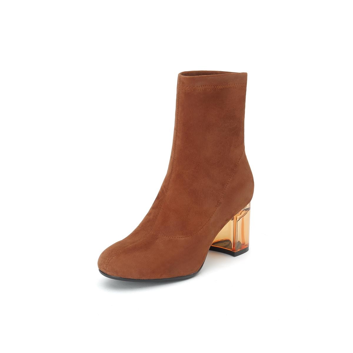 staccato 思加图 d1932dd9 女款时尚粗跟羊绒皮革短靴