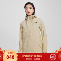 TheNorthFace北面冲锋衣女户外防水透气上新|4U7S RB6/米色 L