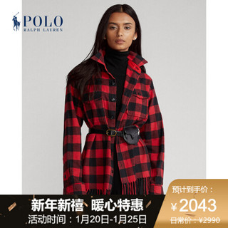 Ralph Lauren/拉夫劳伦女装 2020年冬季流苏饰边格纹衬衫21908 600-格纹 XXS