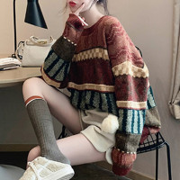 Tonlion 唐狮 62542FC0043366814 女款圆领图案毛线衫