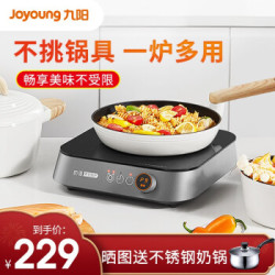 九阳(Joyoung)电陶炉家用电磁炉煮菜大功率多功能电茶炉防水低噪不挑锅具小方灶多用途单灶炉器 黑色