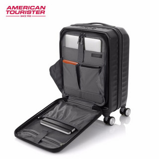 美旅 箱包（AmericanTourister）拉杆箱 前开盖行李箱登机胖胖箱USB充电接口可扩展HJ3 19英寸黑色