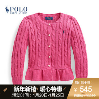 Ralph Lauren/拉夫劳伦女童 2020年秋季棉质荷叶边针织开襟衫34208 650-粉红色 5