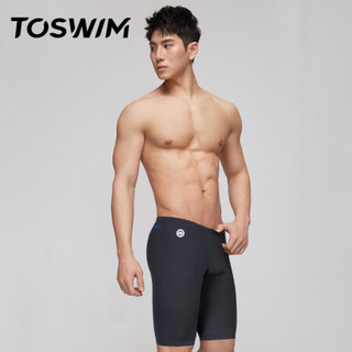 拓胜(TOSWIM)男士及膝泳裤 专业训练健身 速干游泳裤 泡温泉男士泳衣 蓝色活力M