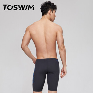 拓胜(TOSWIM)男士及膝泳裤 专业训练健身 速干游泳裤 泡温泉男士泳衣 蓝色活力M