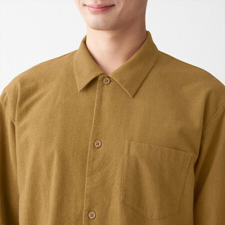 无印良品 MUJI 男式 新疆棉 法兰绒 方形剪裁衬衫 深芥黄 XL