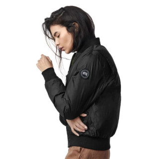 孔雀翎canadagoose加拿大鹅女装双向拉链罗纹针织衣领黑色小号