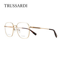 TRUSSARDI 杜鲁萨迪 中性款金色镜框金色镜腿金属全框光学眼镜架眼镜框 VTR512F 55004A 55MM