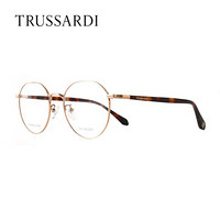 TRUSSARDI 杜鲁萨迪 中性款金色镜框玳瑁色镜腿金属全框光学眼镜架眼镜框 VTR516F 52005A 52MM