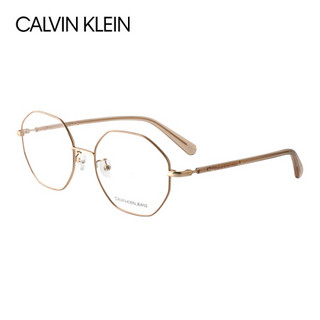 Calvin Klein 凯文克莱 女款金色镜框金色镜腿金属多边形全框光学眼镜架眼镜框 CKJ19316A 275 53MM