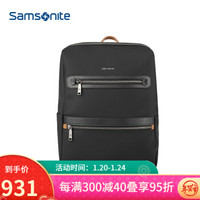 Samsonite 新秀丽 BR6时尚新款双肩包商务休闲背包电脑包牛皮男包 09*黑色