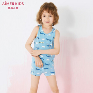 Aimer kids爱慕儿童天使小裤MODAL印花云朵飞机男童中腰平角裤内裤AK2234091蓝色+飞机120