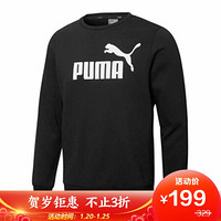 彪马 PUMA 男子 基础系列 ESS Logo Crew Sweat FL Bi 运动 针织卫衣 586936 01黑色 L码(亚洲码)