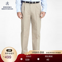 Brooks Brothers/布克兄弟男士直筒双褶休闲长裤1000006474 2004-卡其色 3032