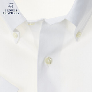 Brooks Brothers/布克兄弟男士20夏新斜纹编织棉纯色短袖正装衬衫 1001-白色 15/H