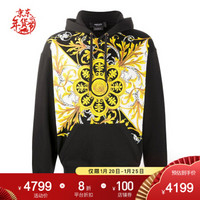 VERSACE 范思哲  男士Barocco印花宽松版连帽卫衣 黑色 A87476 A231242 A1008 M