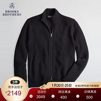 Brooks Brothers/布克兄弟男士20秋新美利奴羊毛双向拉链针织毛衣 0004-黑色 XL