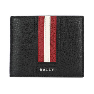 BALLY 巴利男士黑色牛皮红白条纹短款钱包 TARRISH LT 10 6222034