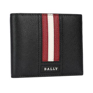 BALLY 巴利男士黑色牛皮红白条纹短款钱包 TARRISH LT 10 6222034