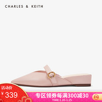 CHARLES＆KEITH单鞋CK1-80390307V口尖头袢带饰女士穆勒便鞋 粉红色Pink 37