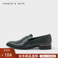 CHARLES＆KEITH2021春季CK1-70380806女士简约宽绊带低跟乐福鞋 Green绿色 36