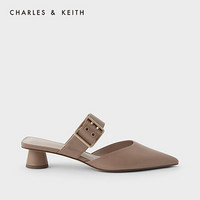 CHARLES＆KEITH2021春新品CK1-60920251女士金属方扣饰尖头穆勒鞋 Camel驼色 34