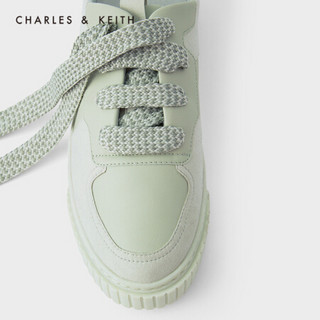 CHARLES＆KEITH2021春新品CK1-70900257女士休闲系带运动风穆勒鞋 Mint Green薄荷绿色 37