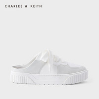 CHARLES＆KEITH2021春新品CK1-70900257女士休闲系带运动风穆勒鞋 White白色 40