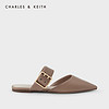 CHARLES & KEITH CHARLES＆KEITH2021春新品CK1-70900259女士宽绊带尖头平底穆勒鞋 Camel驼色 35
