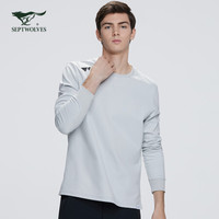 七匹狼运动长袖T恤男士2021春季新款圆领长T套头上衣男装 005(浅灰) 175A