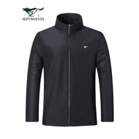 七匹狼夹克男士立领时尚商务休闲纯色简约舒适外套1D1A50101311 001(黑色) 180/96A/2XL