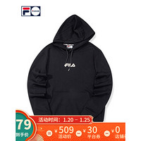 FILA FUSION 斐乐 男子连帽卫衣 2020秋季新款街头运动休闲男装 深黑-BK 175/96A/L