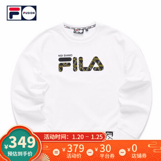 FILA FUSION斐乐Kki,同款套头卫衣 2020冬季新款宽松印花卫衣女 标准白-WT 175/92A/XL