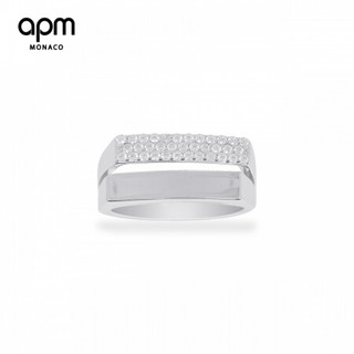 APM Monaco新品银色长方形戒指女食指戒 个性设计潮时尚饰品首饰 52码