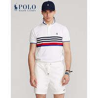 Ralph Lauren/拉夫劳伦男装 2021年春季定制修身版型条纹网眼布Polo衫13164 100-白色 M