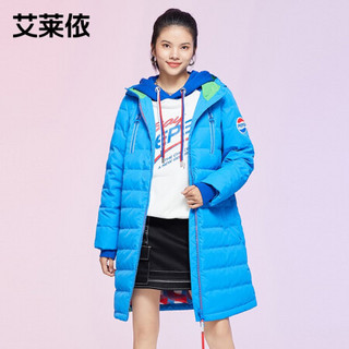 百事联名x艾莱依2020年新品商场同款时尚羽绒服女中长款601901165 马利蓝-百事系列 155/80A/S