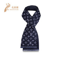 孔雀翎Louis Vuitton/路易威登2020新款男士PIED-DE-POULE围巾M76244 蓝色M76244