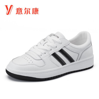 意尔康女鞋简约时尚小白鞋户外运动休闲鞋系带平底板鞋女1161zd49440w