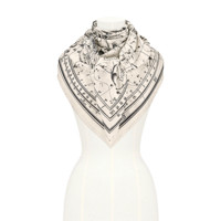 Dior迪奥女士围巾白色和黑色羊毛、桑蚕丝和羊绒混纺面料精心制作时尚优雅