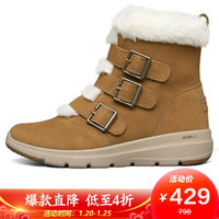 SKECHERS 斯凯奇 女子毛绒雪地靴 高帮休闲靴 144154/CSNT 栗色 36码 US6码
