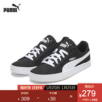 PUMA 彪马 官方 新款男女同款情侣拼色帆布休闲鞋 SMASH 374754 黑色-白-02 37