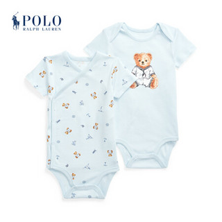 Ralph Lauren/拉夫劳伦男婴 2021年早春Polo小熊连体衣式两件套34830 100-蓝色 6M