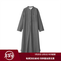 无印良品 MUJI 女式 法兰绒 印度风睡裙 纯棉 炭灰色 S