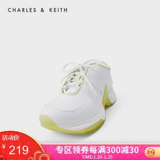 CHARLES＆KEITH2021春季CK1-71700046女士拼色休闲运动鞋老爹鞋 White白色 36